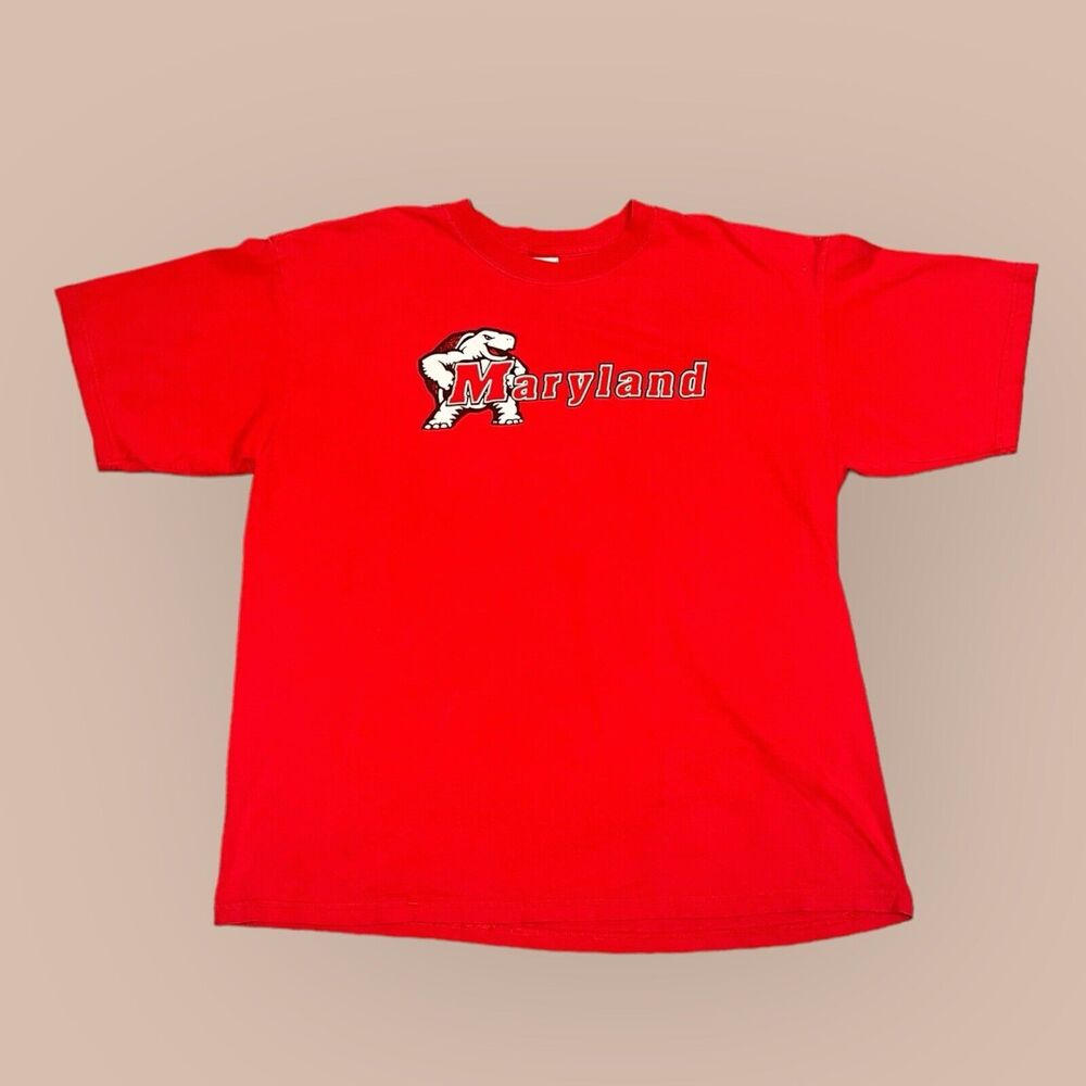 Vintage University Of Maryland TERRAPINS Red Tshirt Size XL